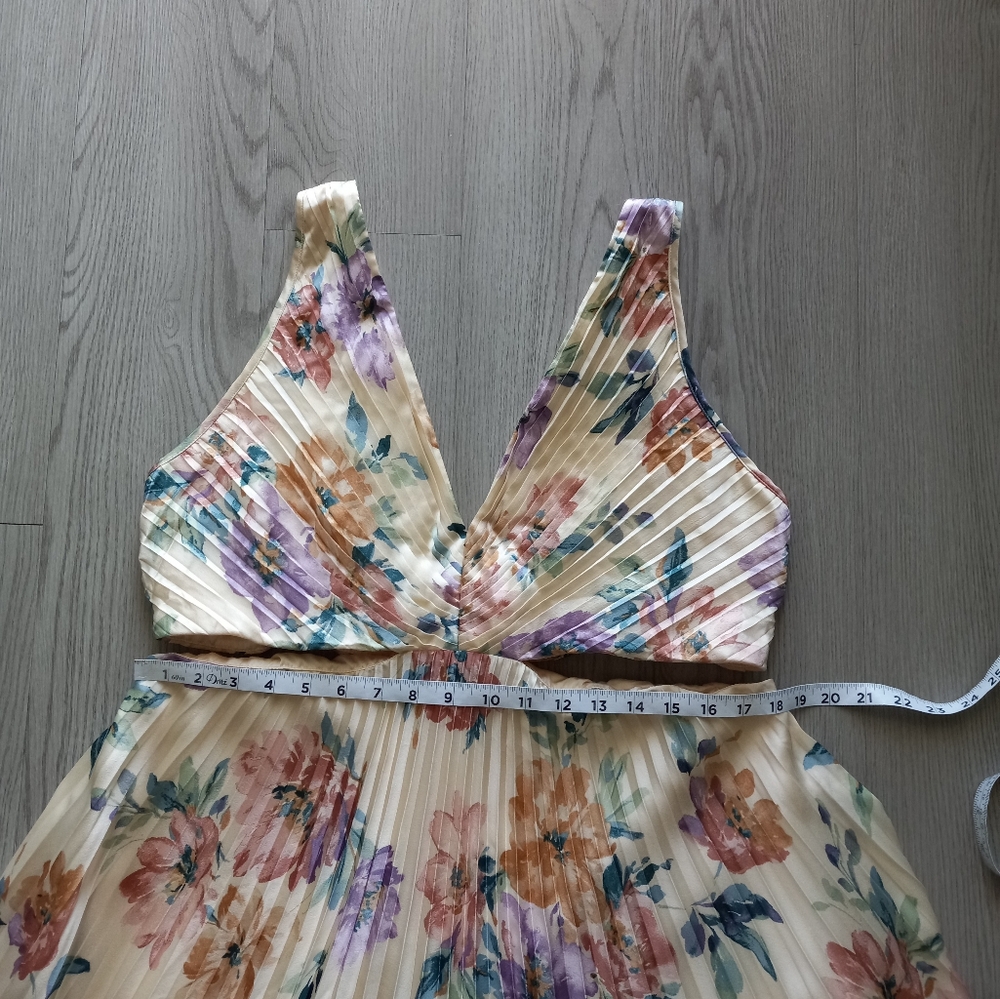 Abercrombie & Fitch Giselle Satin Pleated Floral Maxi Dress XL - Picture 13 of 16